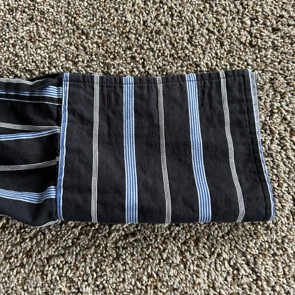 Le Chateau Men's Button Down Dress Shirt Dark Blue with Stripes Size L - Picture 7 of 9